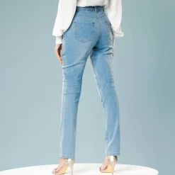 Rechte jeans met ceintuur, speciaal voor kleine lengtes