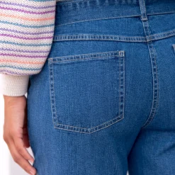 Rechte jeans met hoge taille, bindceintuur