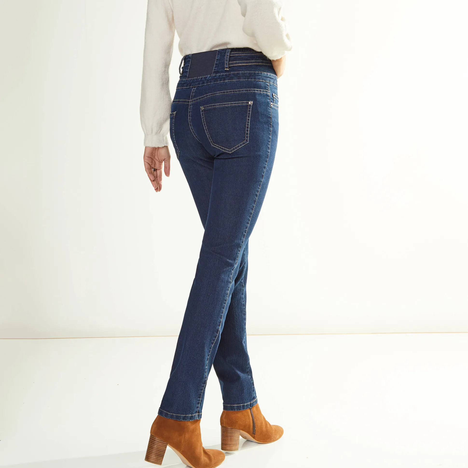 Rechte jeans met hoge taille - kleine lengte