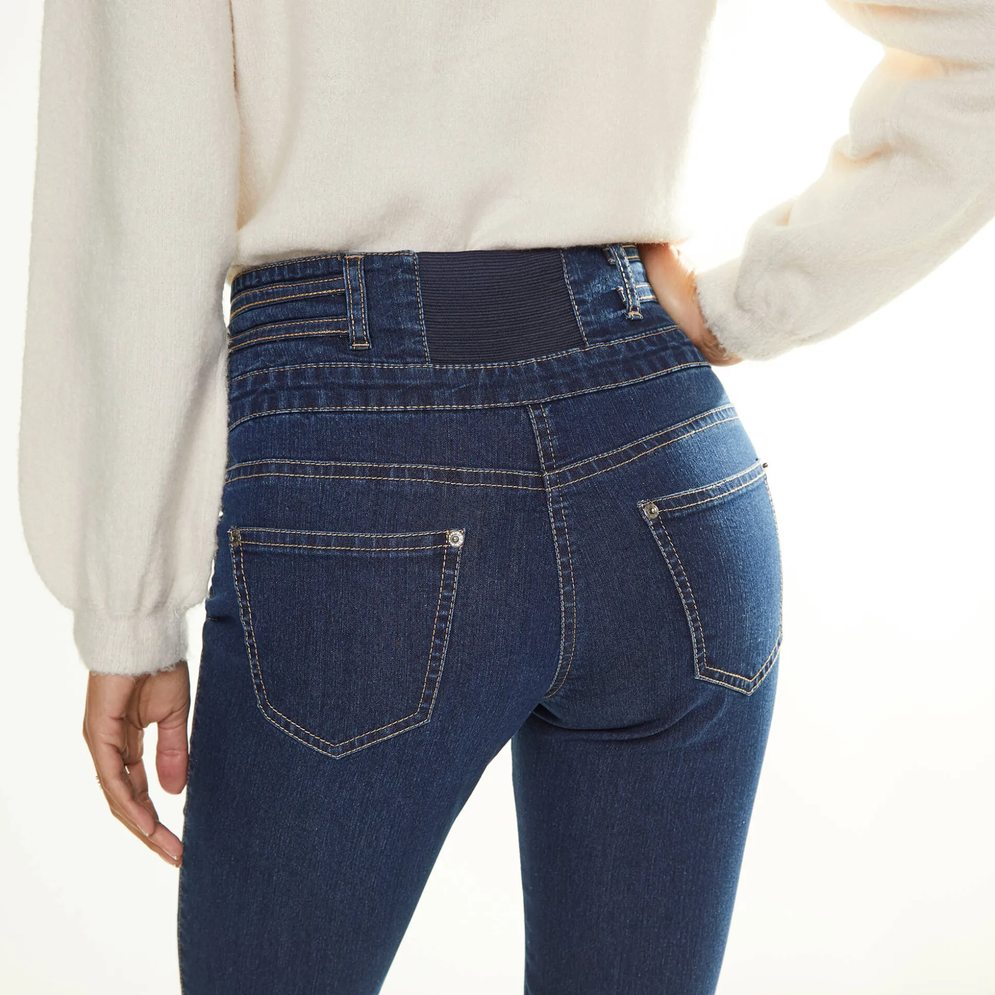 Rechte jeans met hoge taille - kleine lengte