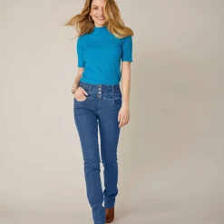 Rechte jeans met hoge taille - kleine lengte