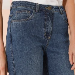 Rechte 7/8-jeans met omslag, hoge taille