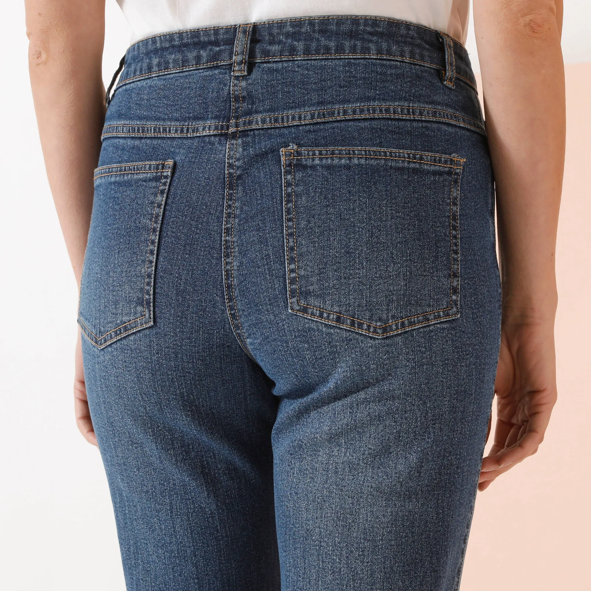 Rechte 7/8-jeans met omslag, hoge taille
