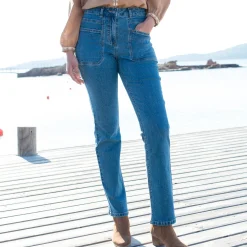Rechte jeans, opgestikte zakken
