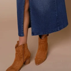 Rechte rok met split, jeans