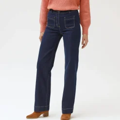 Rechte, ruime jeans, hoge taille