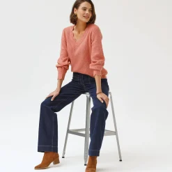 Rechte, ruime jeans, hoge taille