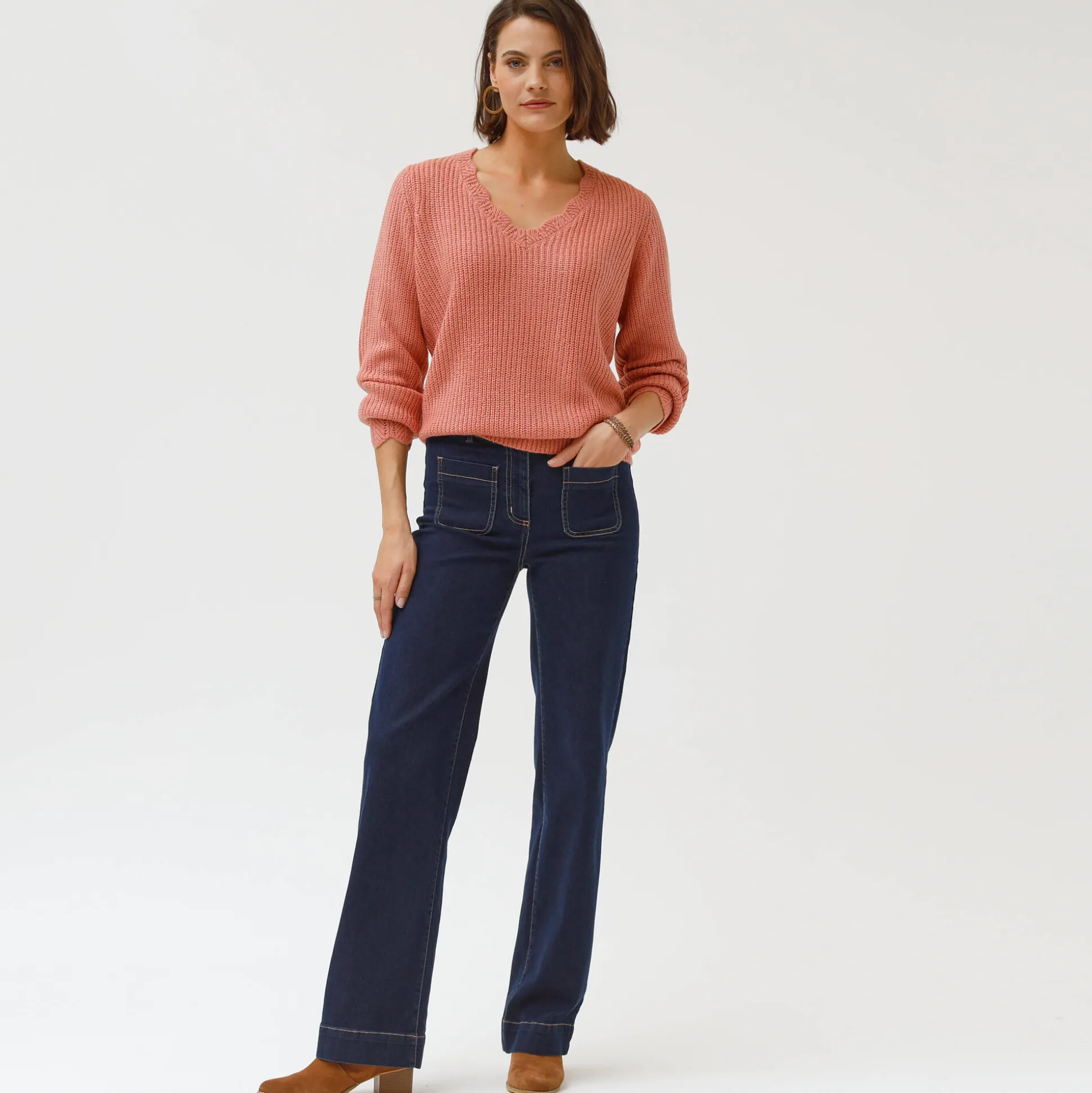 Rechte, ruime jeans, hoge taille