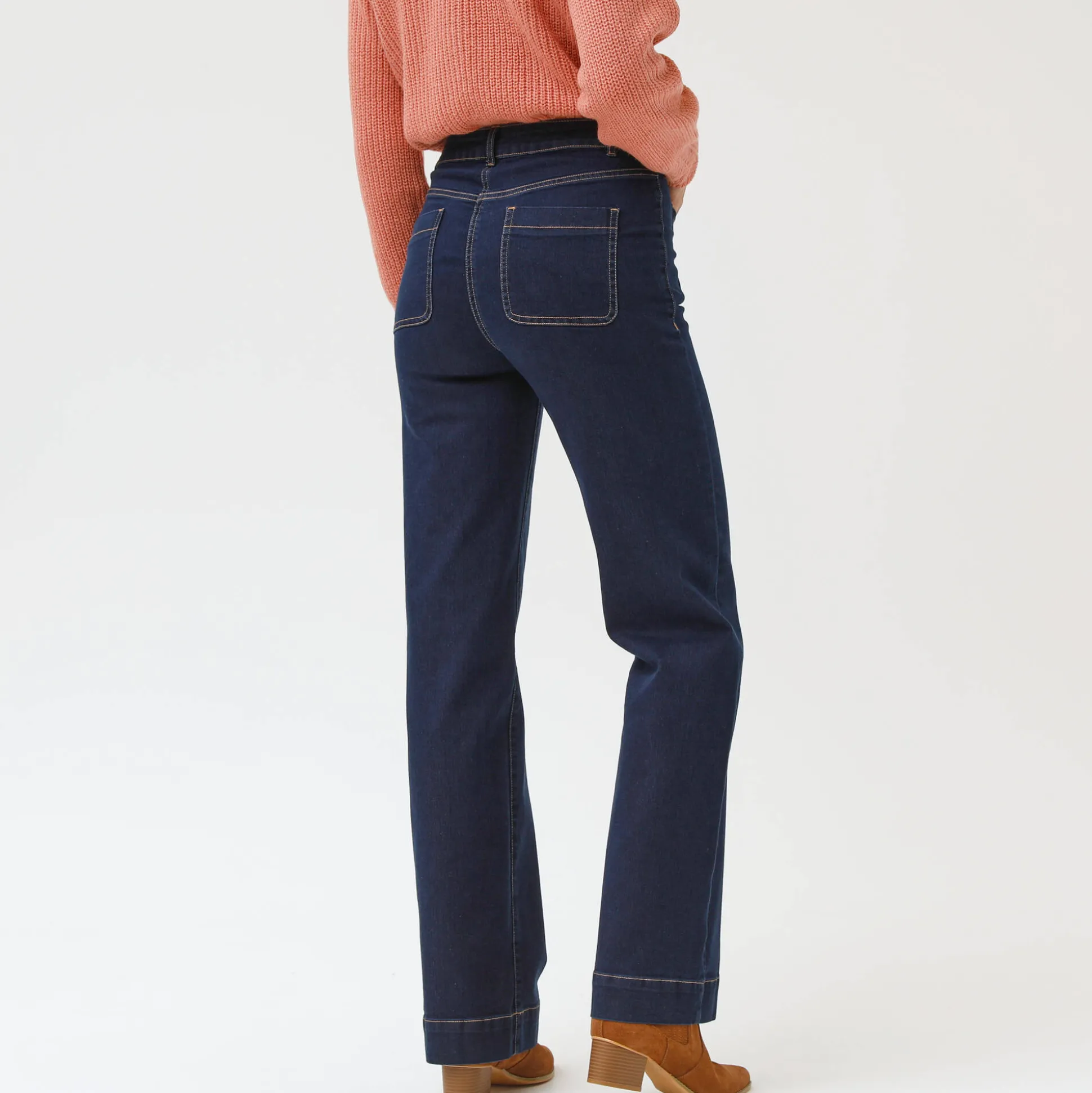 Rechte, ruime jeans, hoge taille