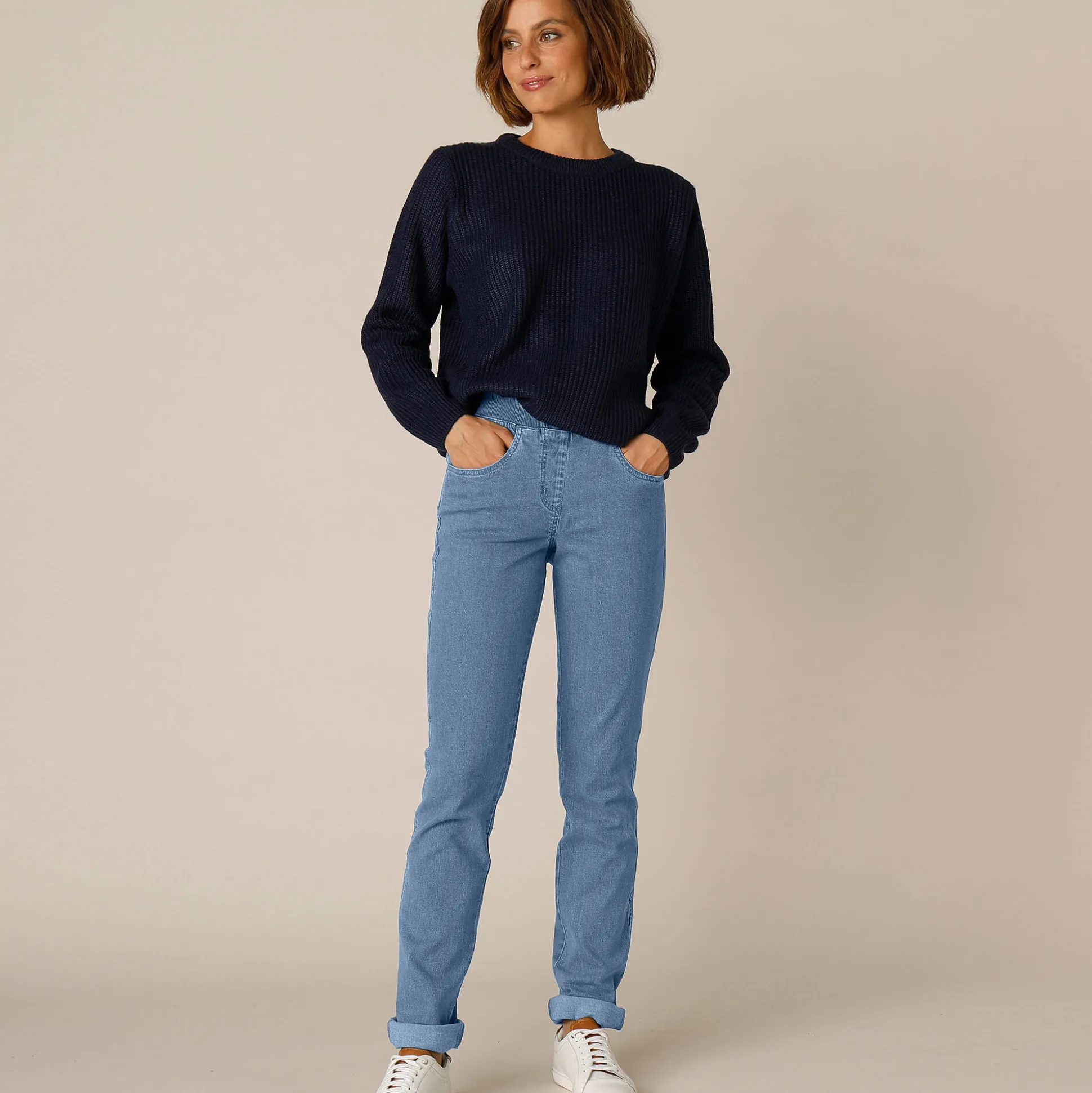 Rechte 'ultracomfortabele' jeans met elastische taille