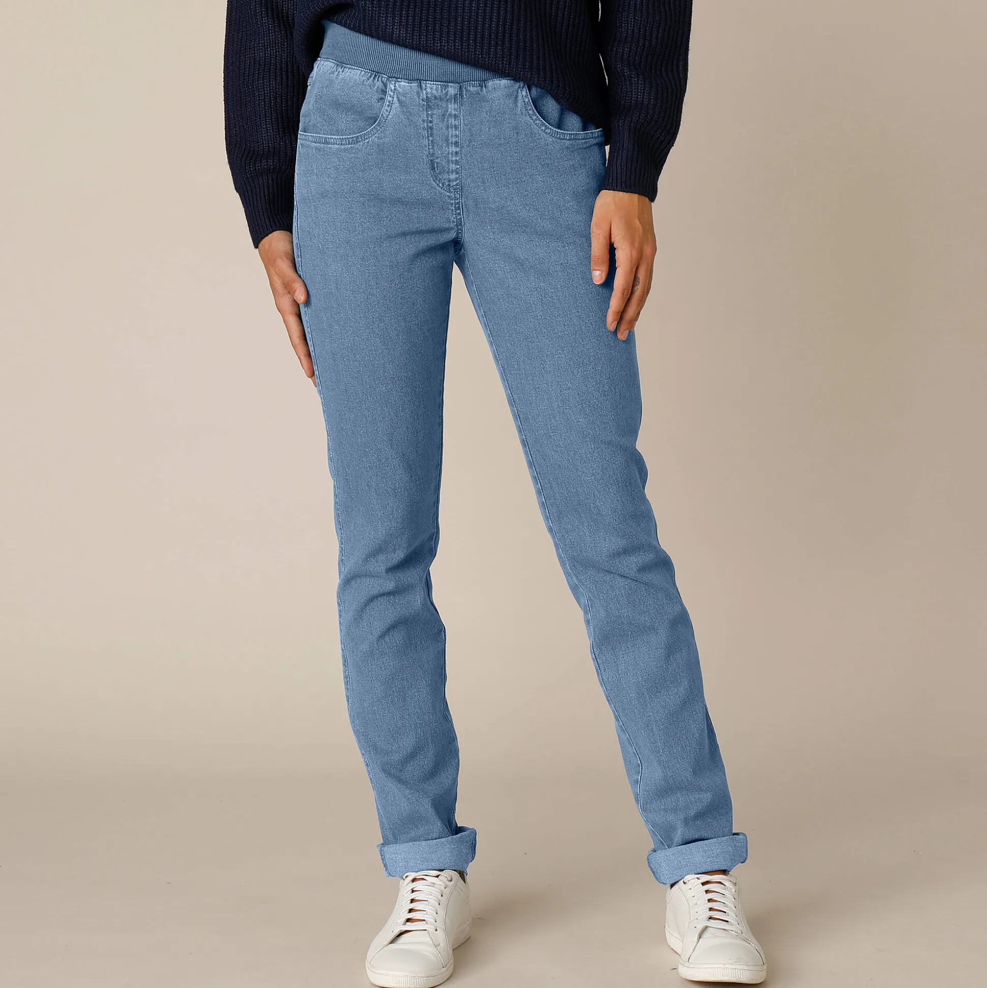 Rechte 'ultracomfortabele' jeans met elastische taille
