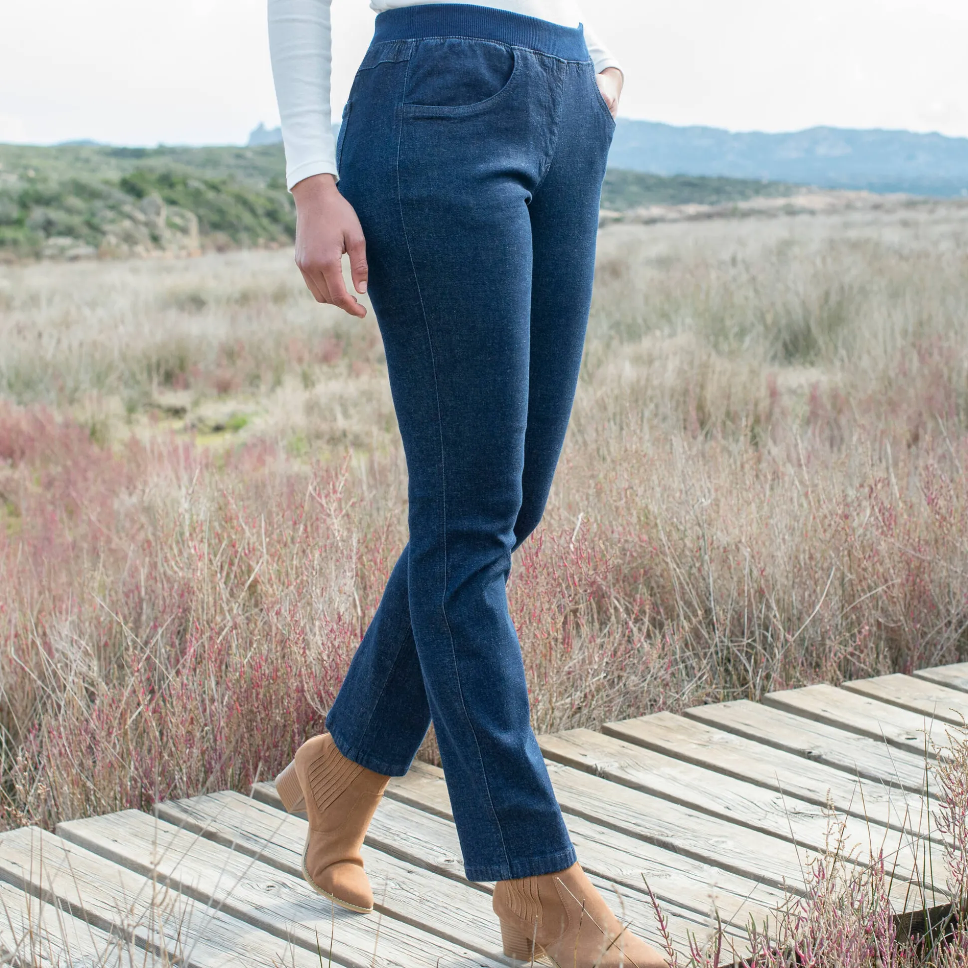 Rechte 'ultracomfortabele' jeans met elastische taille
