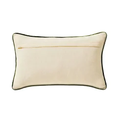 Rechthoekig kussen in katoen/linnen met bloemenborduursel
