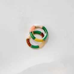 Rekbare armband met buisvormige parels - set van 2