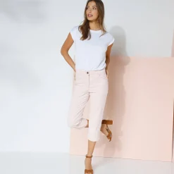 Rekbare 3/4-broek in rekbaar katoen met 'platte buik'-effect