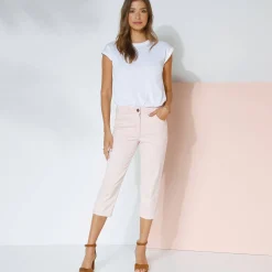 Rekbare 3/4-broek in rekbaar katoen met 'platte buik'-effect