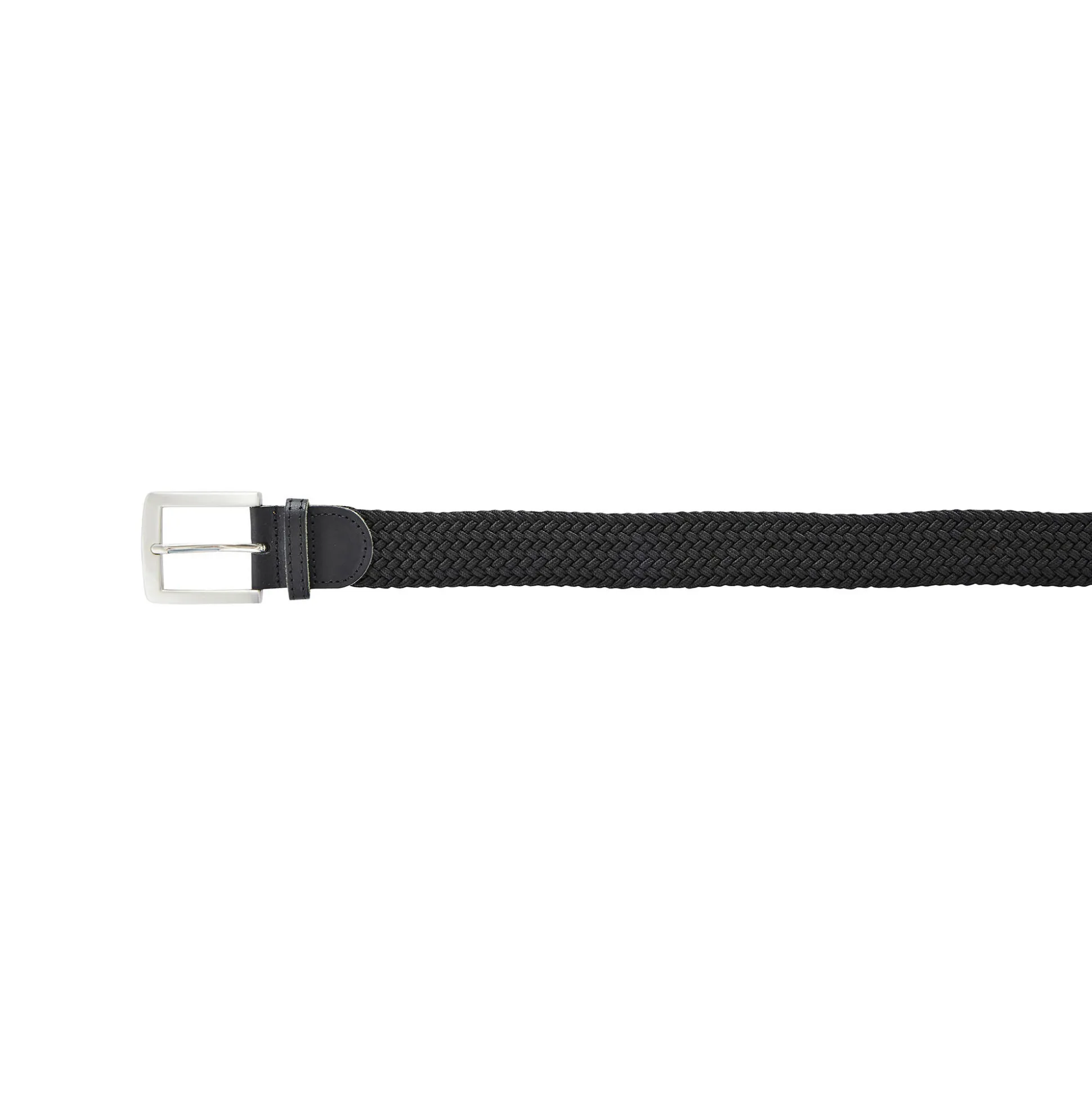 Rekbare gevlochten riem met leren details