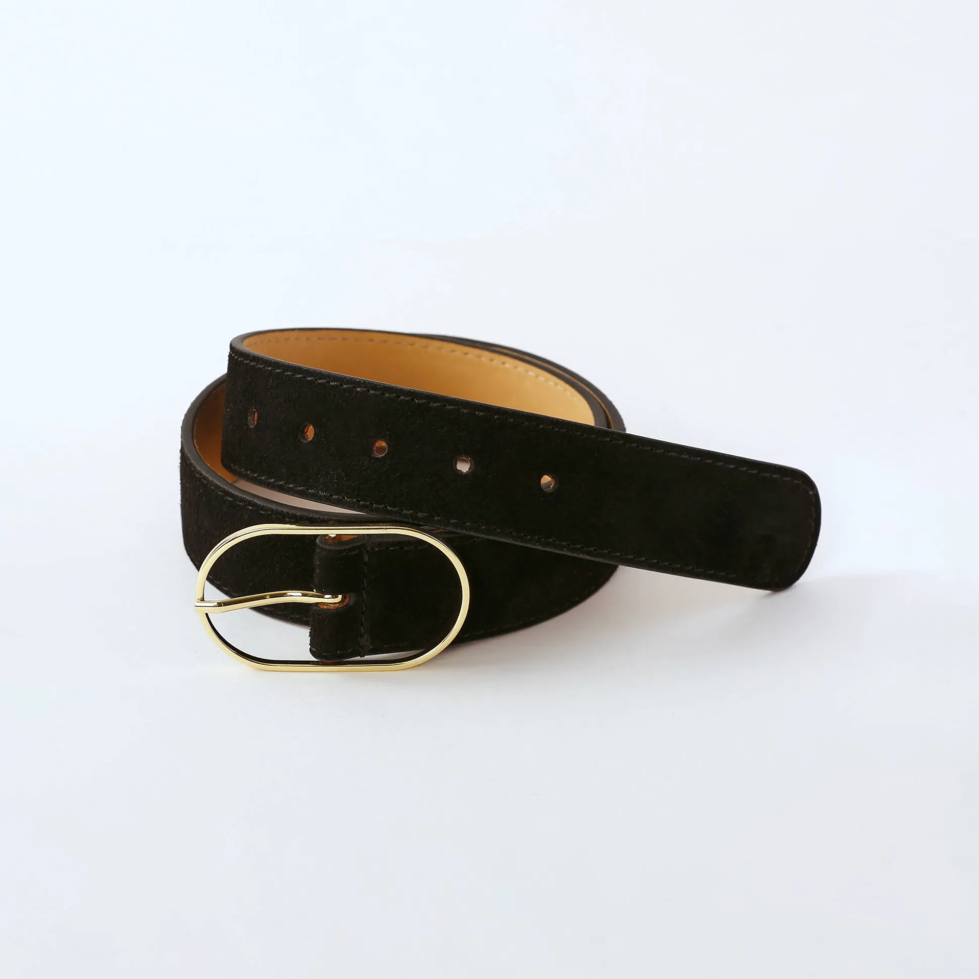 Riem met goudkleurige gesp, suèdesplitleer