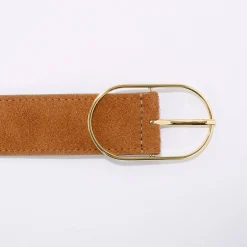 Riem met goudkleurige gesp, suèdesplitleer