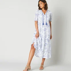 Robe longue volantée imprimée