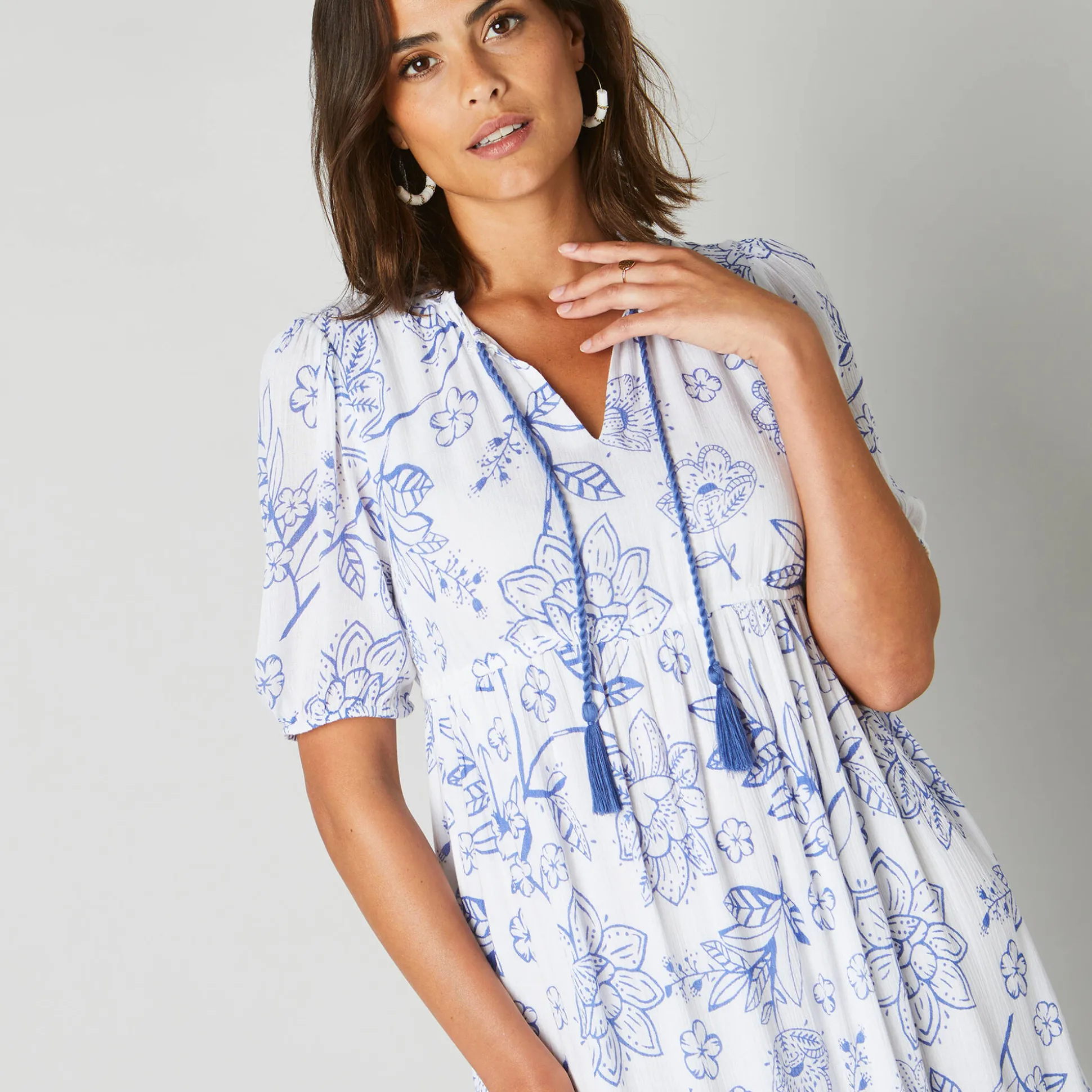 Robe longue volantée imprimée