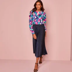 Rok in glanzend plissétricot