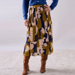 Rok in plissévoile, grafische print, kleine lengte