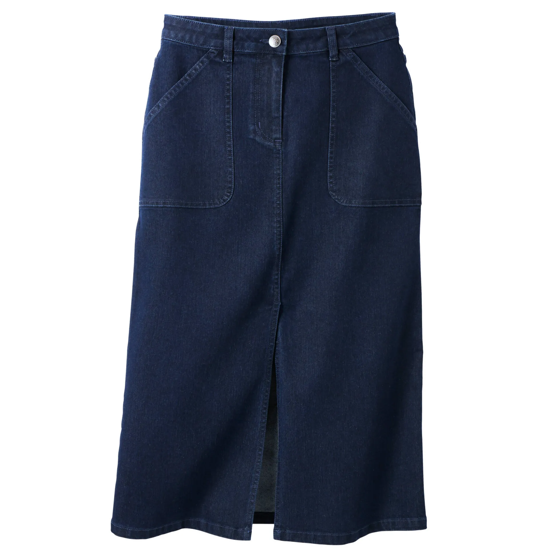 Rok met split en midilengte, soepel denim