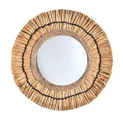 Rond muurspiegel met raffiaeffect
