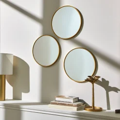 Ronde spiegel met goudkleurige rand - set van 3