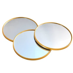 Ronde spiegel met goudkleurige rand - set van 3