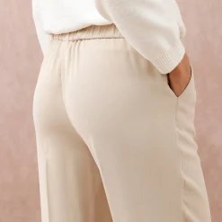 Ruime broek met elastische taille, crêpe