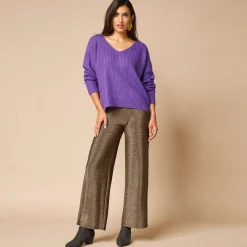 Ruime, comfortabele broek, glanzend tricot
