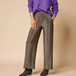 Ruime, comfortabele broek, glanzend tricot