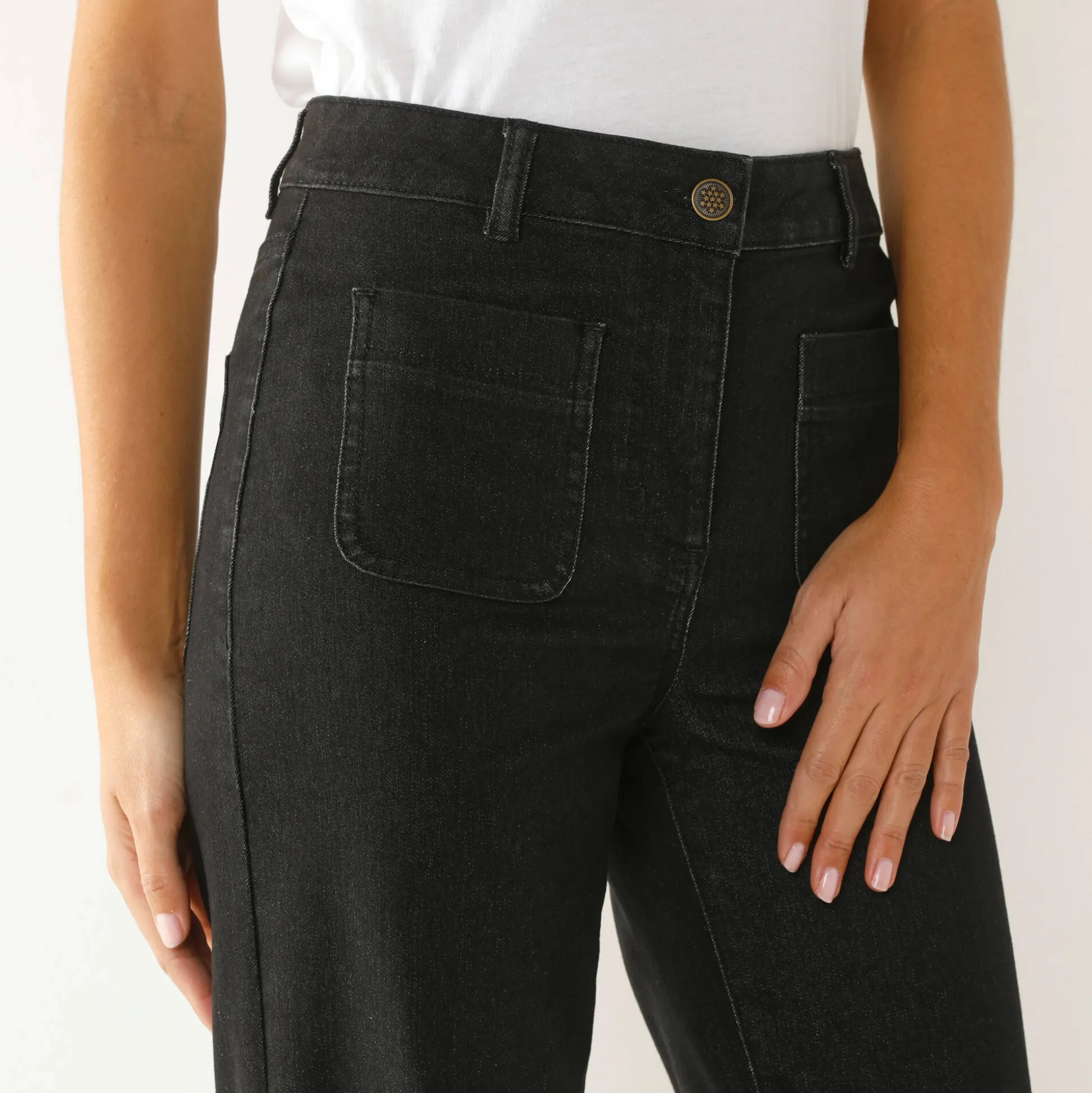 Ruime rechte jeans, hoge taille, grote lengte