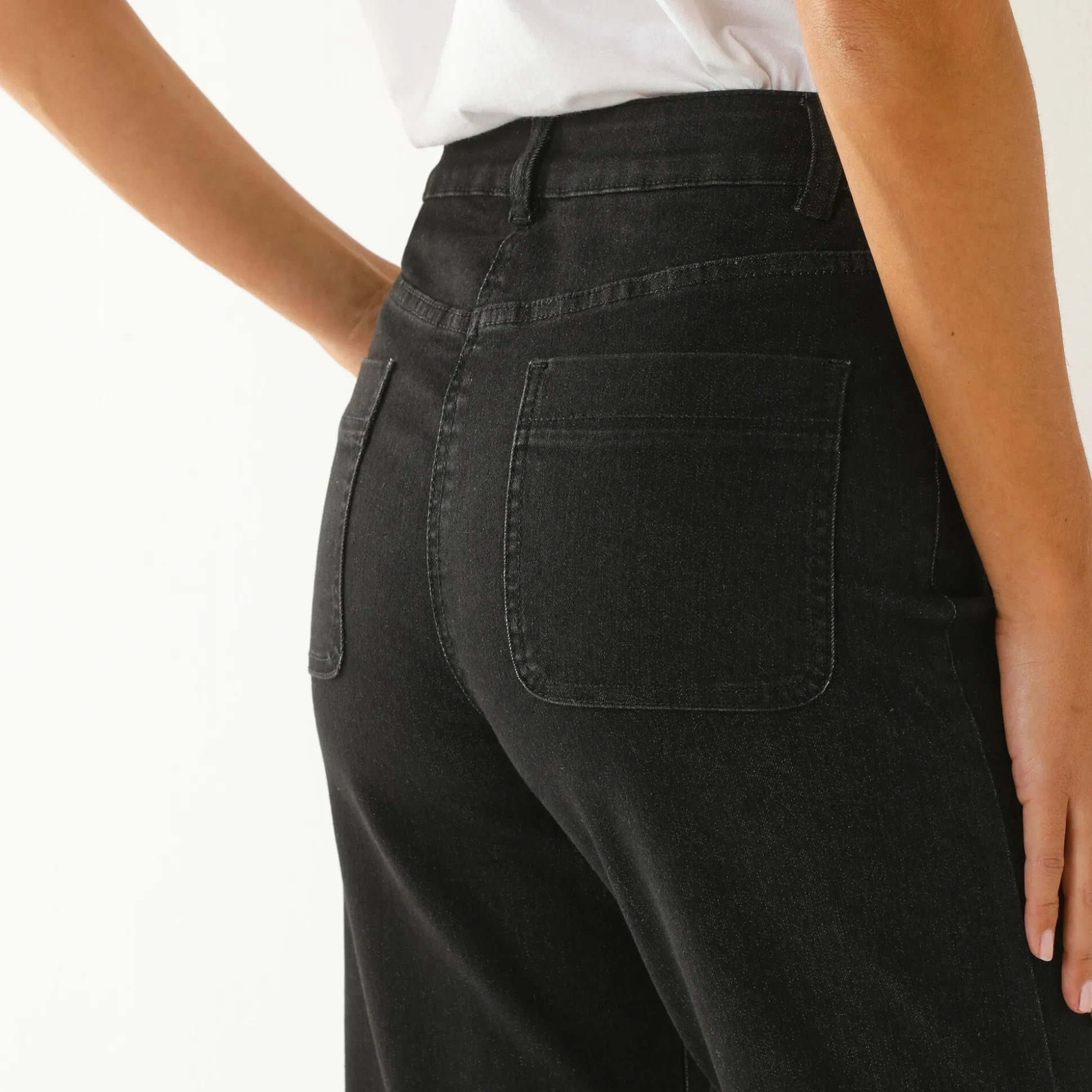 Ruime rechte jeans, hoge taille, grote lengte