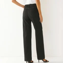 Ruime, rechte jeans, hoge taille, kleine lengte