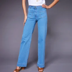 Ruime rechte jeans, hoge taille, grote lengte