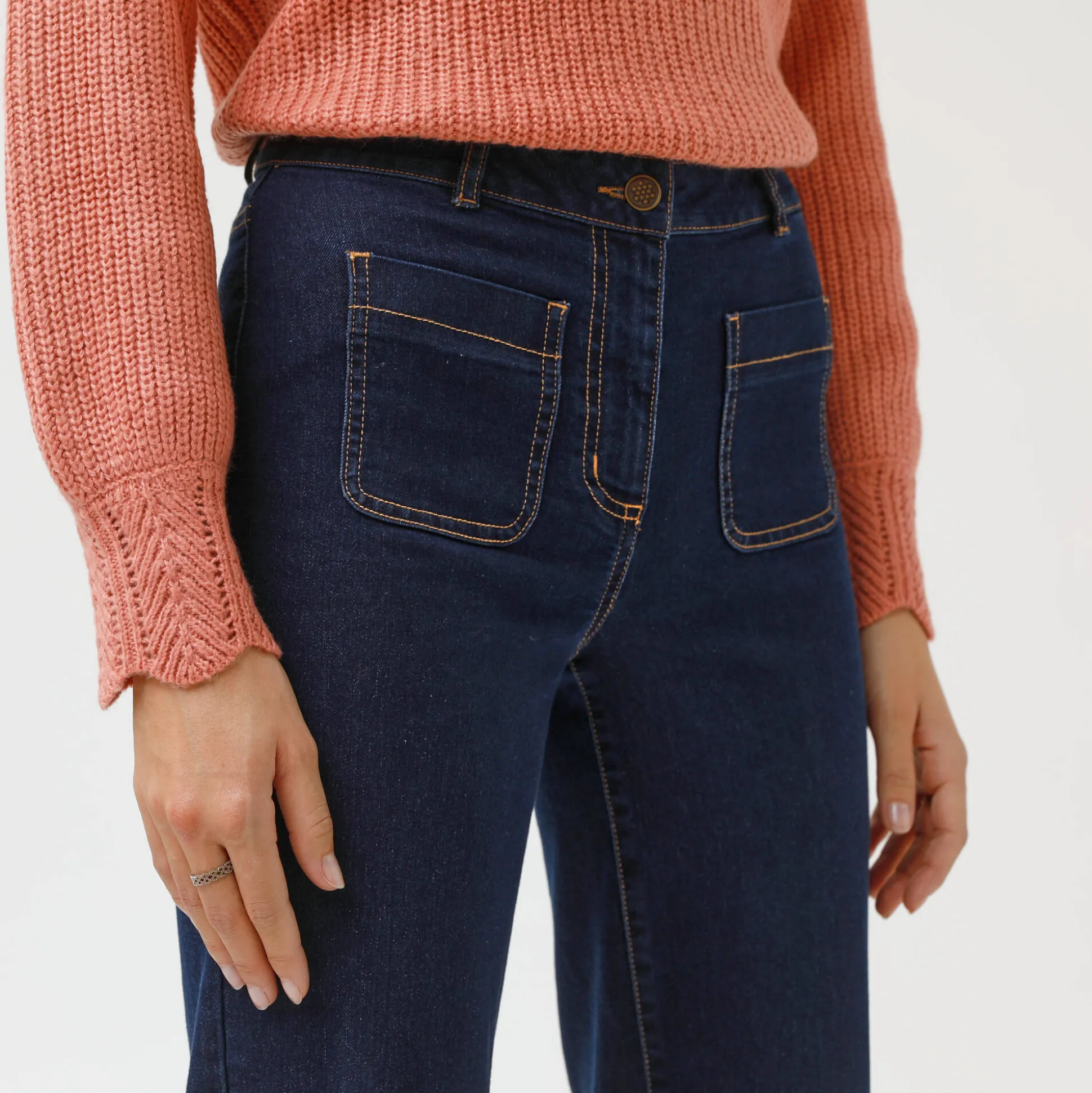 Ruime rechte jeans, hoge taille, grote lengte