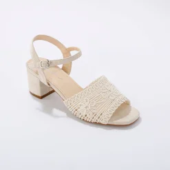 Sandalen met macramé-effect en hak