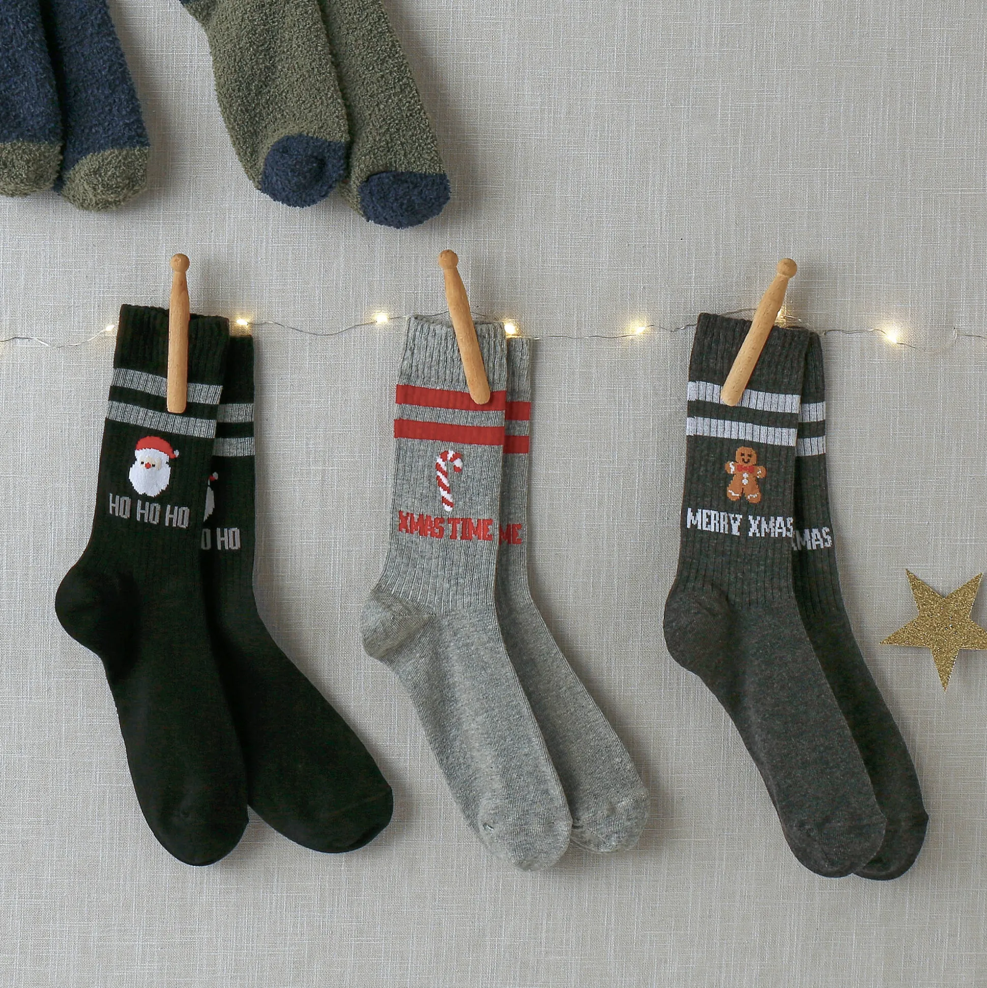 Set van 3 paar sokken met kerstmotief
