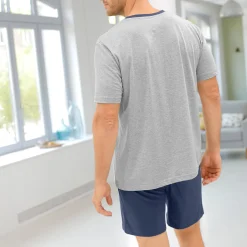 Shortama met V-hals en korte mouwen