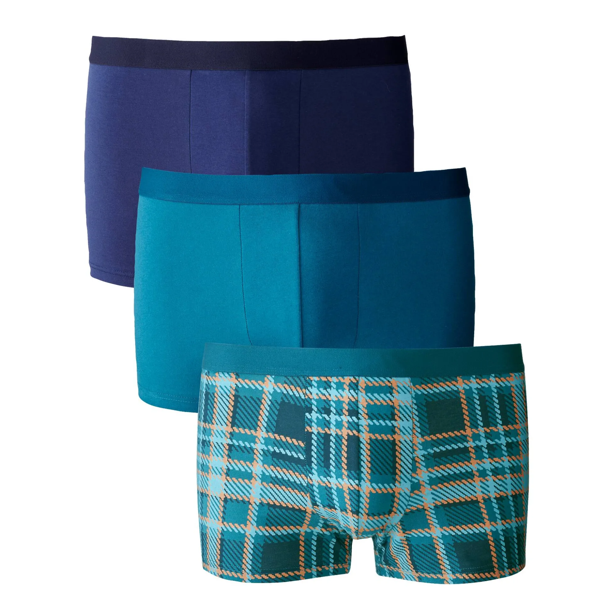 Shorty, geruit en effen - set van 3