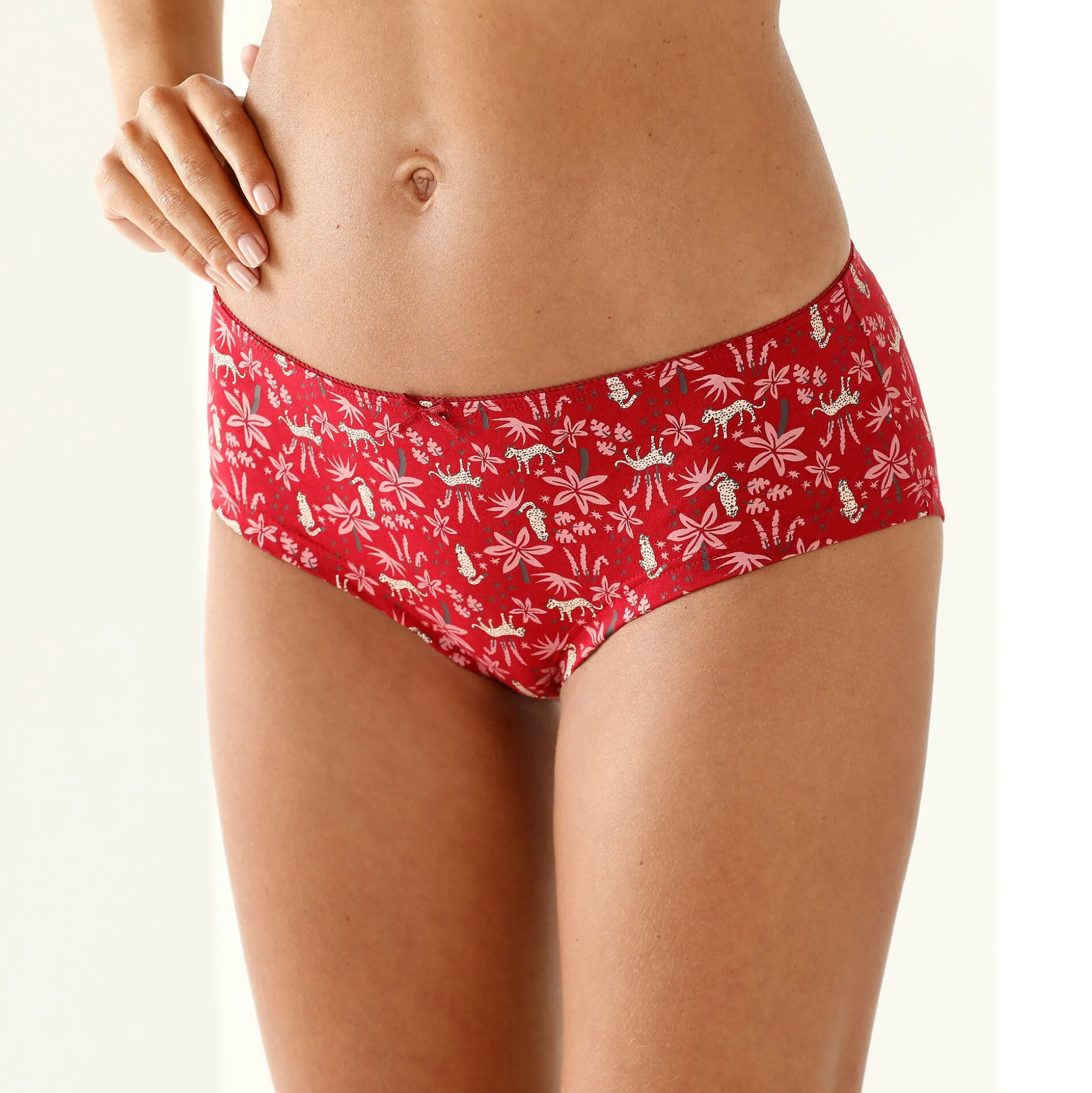 Shorty in stretchkatoen met "panter" print - Set van 4
