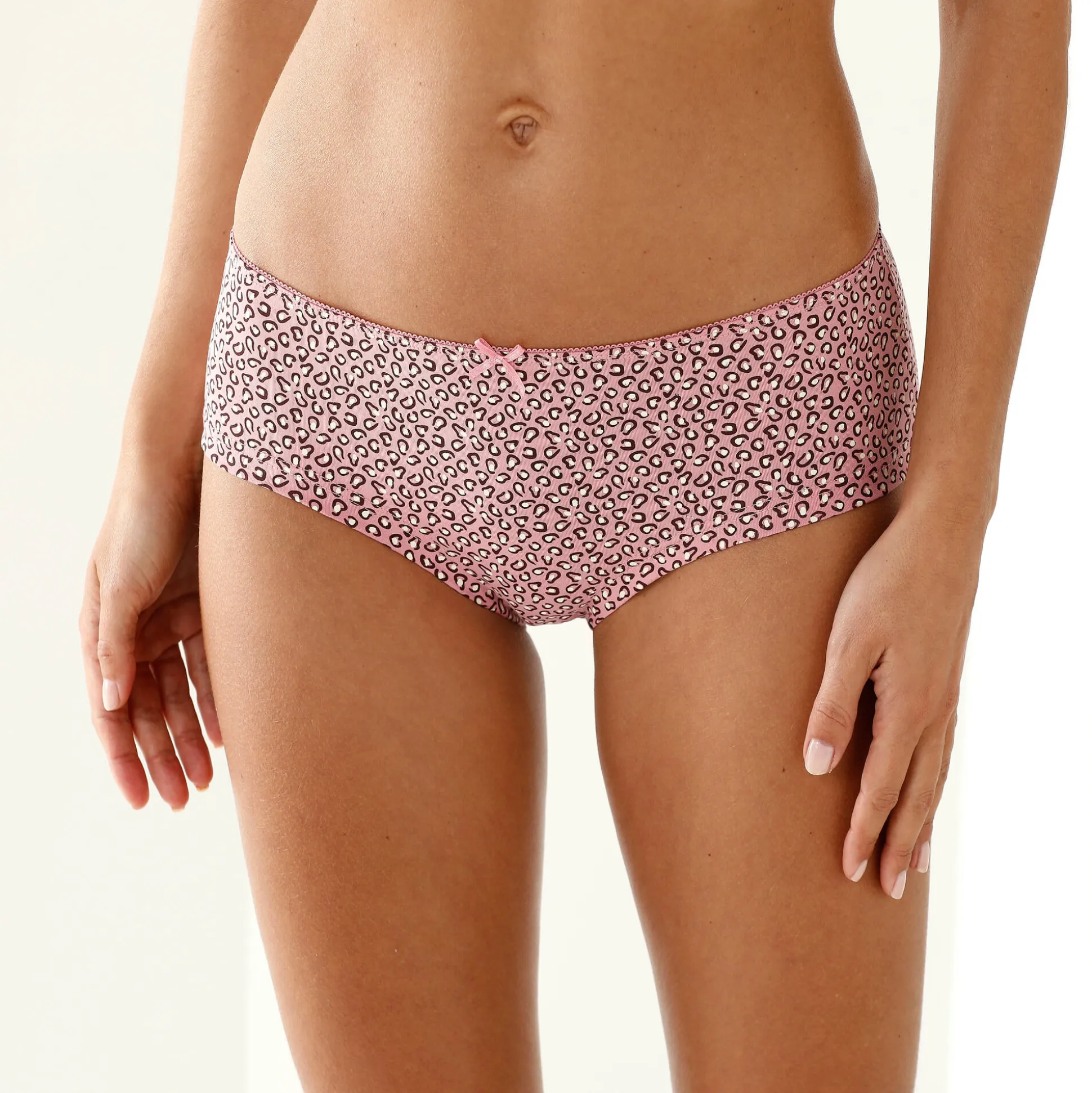 Shorty in stretchkatoen met "panter" print - Set van 4