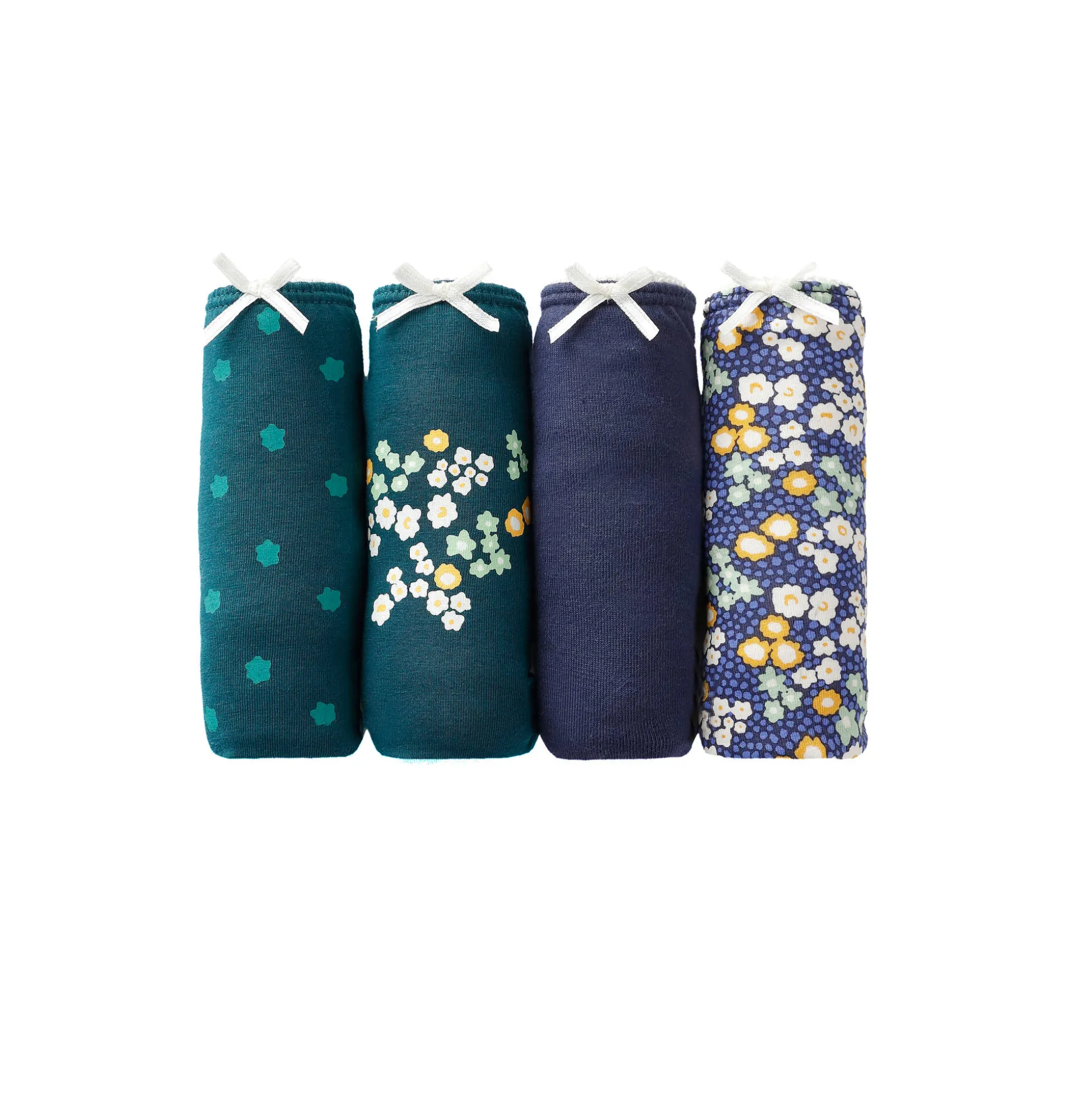 Shorty in stretchkatoen met bloemenprint - set van 4