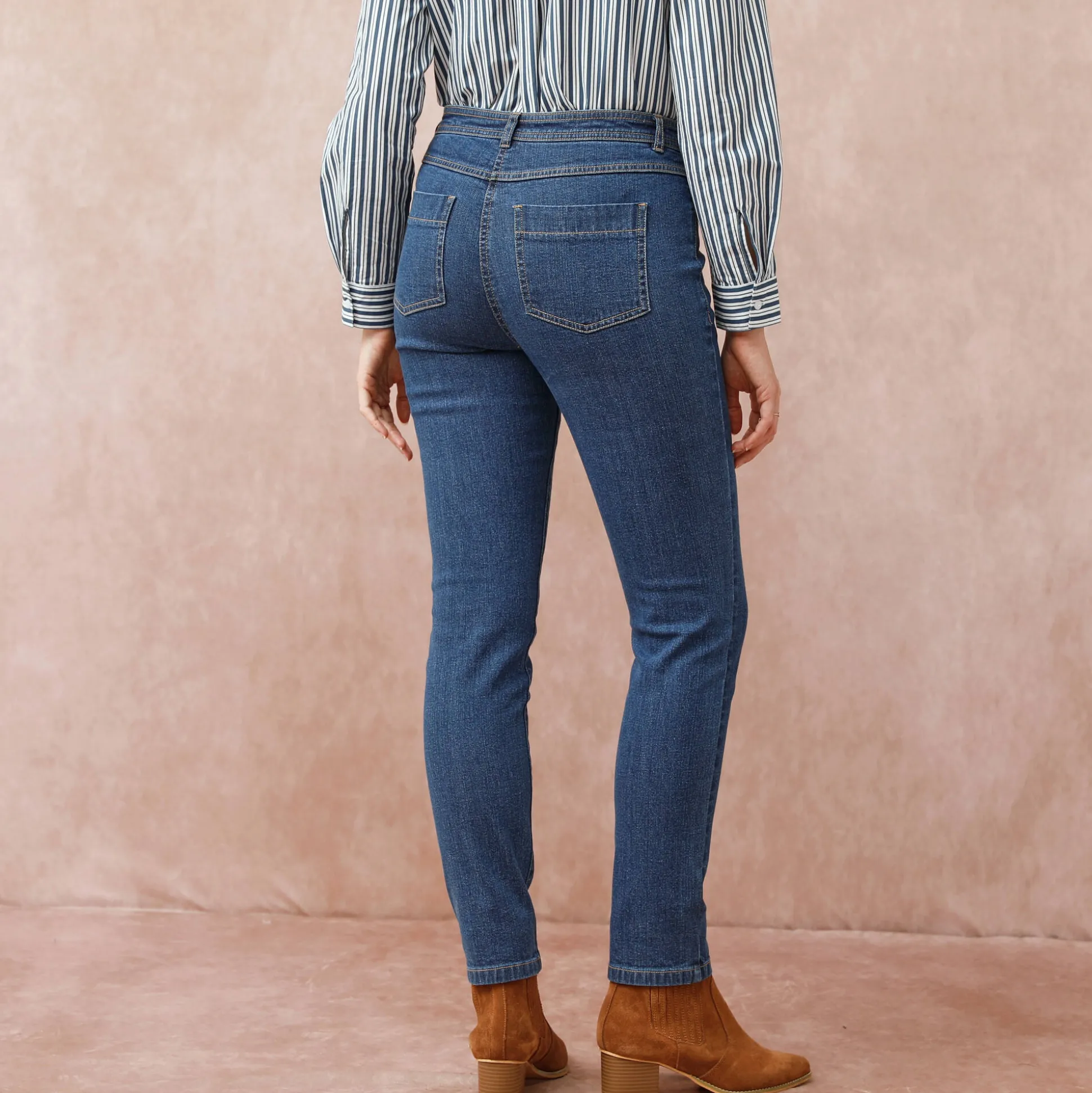 Slimjeans met hoge taille, ingekort model