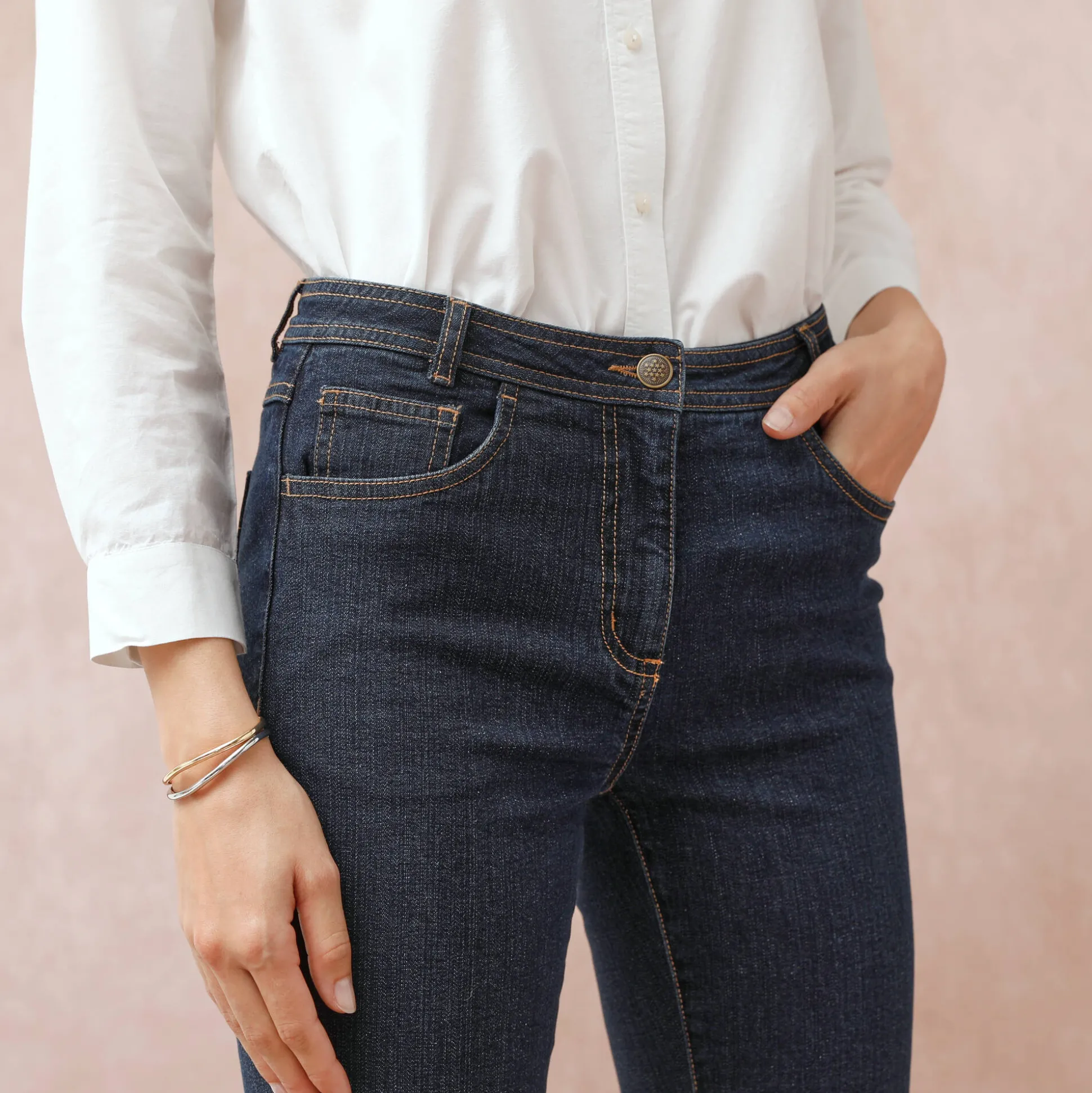Slimjeans met hoge taille, ingekort model