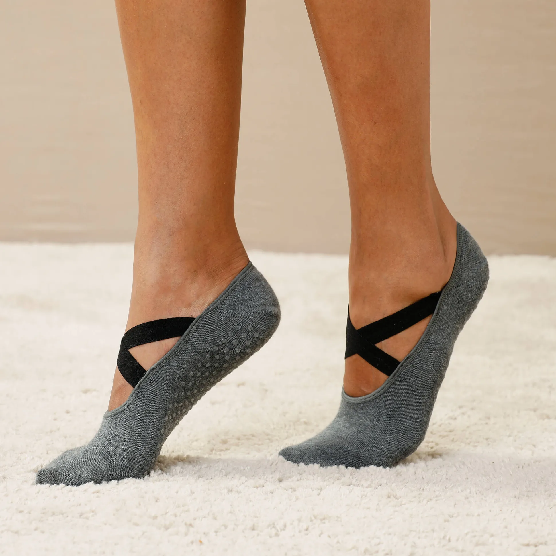 Slipvrije ballerinasokken voor yoga - set van 2 paar