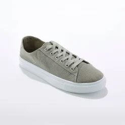 Sneakers in canvas met veters en doorloopzool in platformstijl
